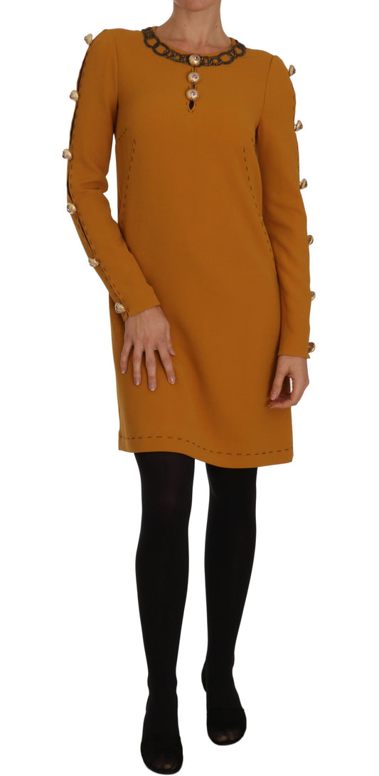 Braunes Minikleid mit Kristallverzierung