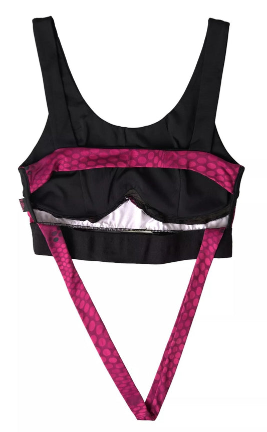 Schwarz-fuchsiafarbene Logo-BH-Unterwäsche „Athletin Hannah“