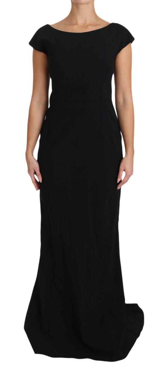 Schwarzes Maxikleid mit ausgestelltem Schnitt und Stretch