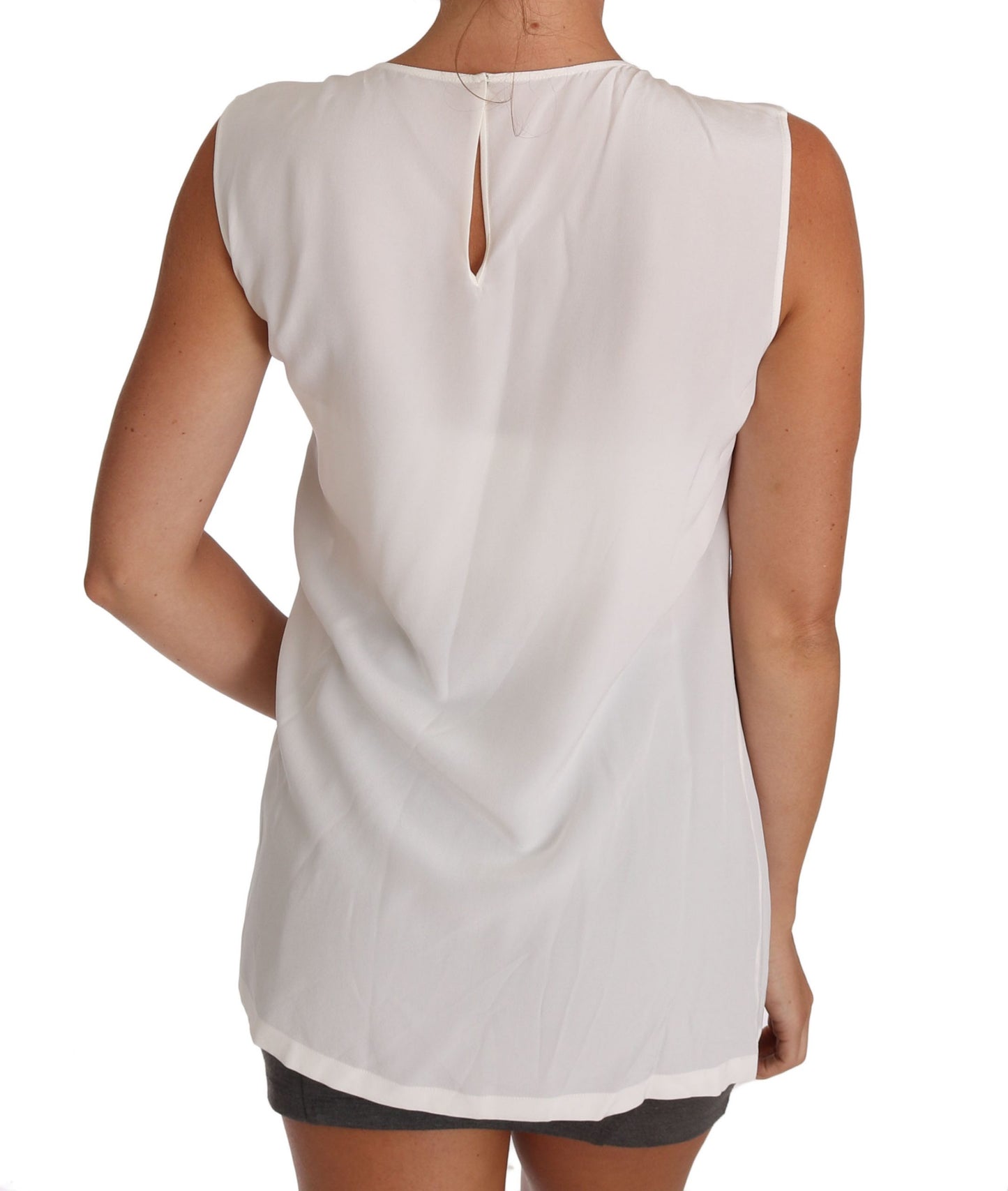 Weißes Camisole-T-Shirt aus Seide mit „I LOVE ITALY“-Print