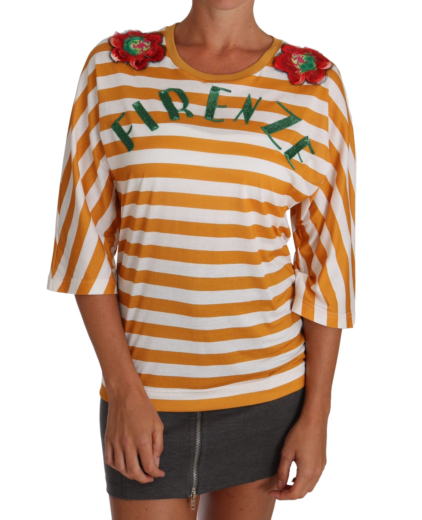Weiß-oranges FIRENZE Top T-Shirt