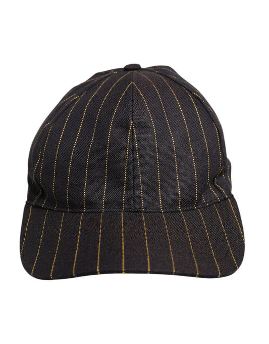 Braun gestreifte 6-Panel-Baseballkappe aus Baumwolle