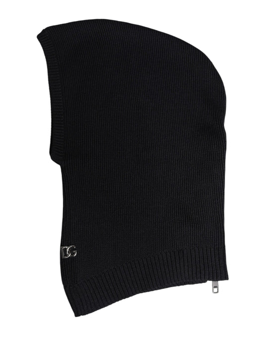 Schwarze Balaclava-Mütze aus Wolle für den ganzen Kopf