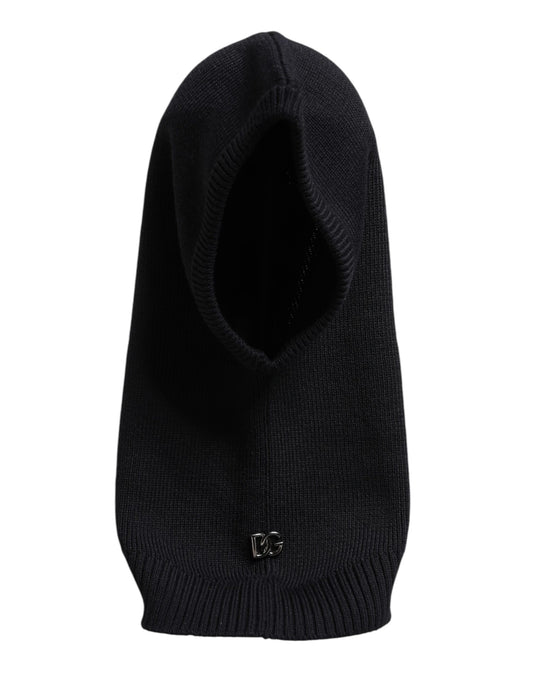 Schwarze Balaclava-Mütze aus Wolle für den ganzen Kopf