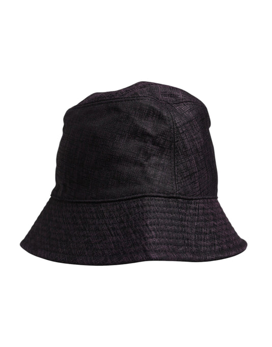 Schwarzer Nylon-Bucket-Hut mit breiter Krempe