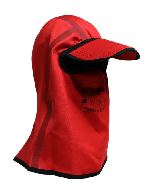 Balaclava-Mütze aus Polyester mit breiter Krempe und rotem Logo