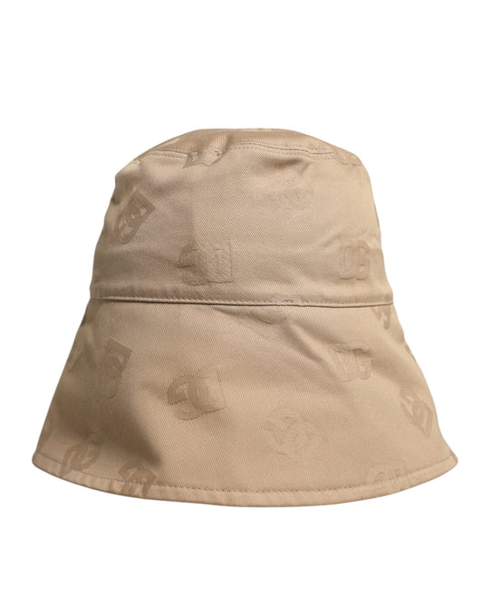 Beigefarbene Bucket Cap aus Baumwolle mit Logo-Monogramm