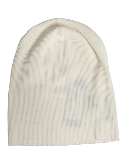Beige Strickmütze aus Wollmischung
