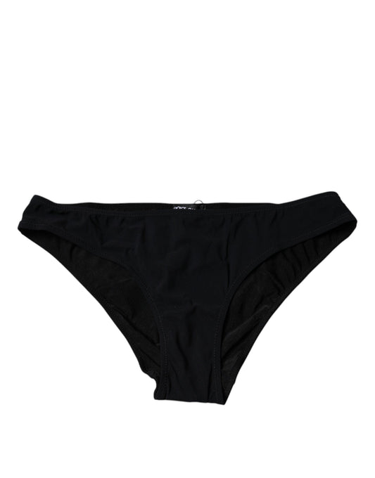 Schwarze Nylon-Stretch-Höschen mit mittlerer Taille