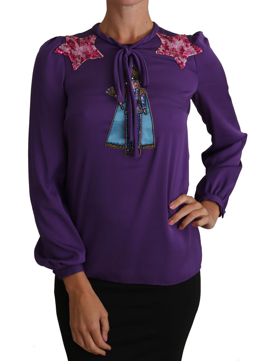 Lila Bluse Prinz Märchen verziert Top