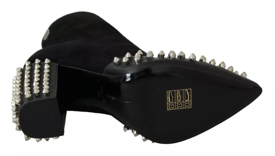 Schwarze Wildleder-Stiefeletten mit Nieten