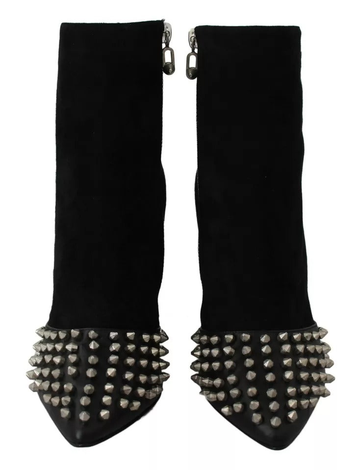 Schwarze Wildleder-Stiefeletten mit Nieten