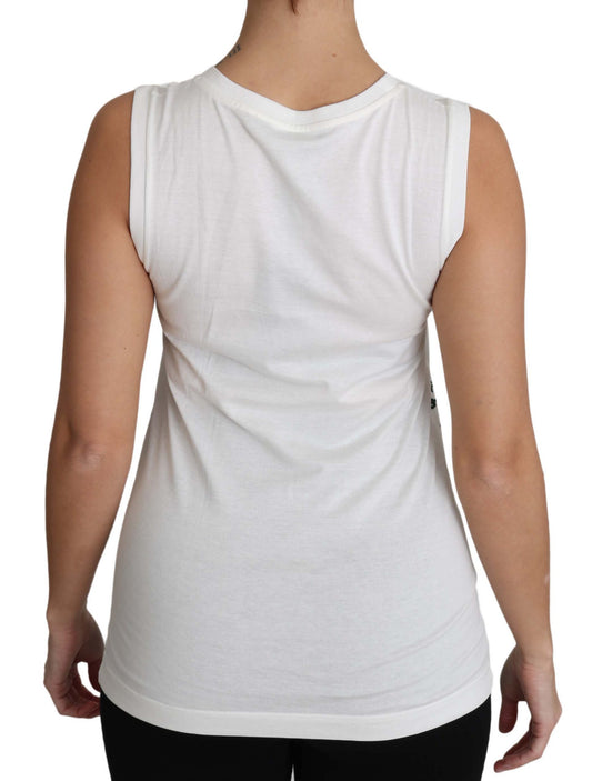 Weißes ärmelloses Tanktop aus Baumwolle #dgfamily