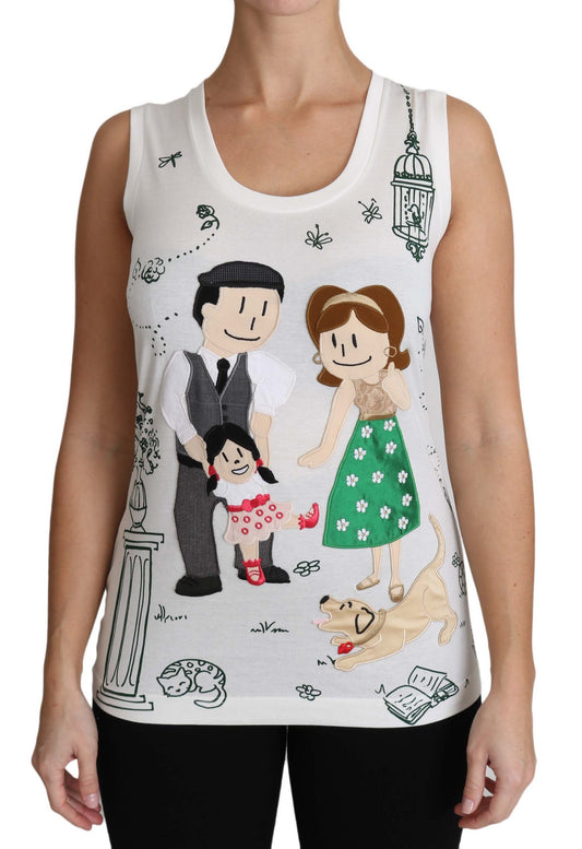 Weißes ärmelloses Tanktop aus Baumwolle #dgfamily