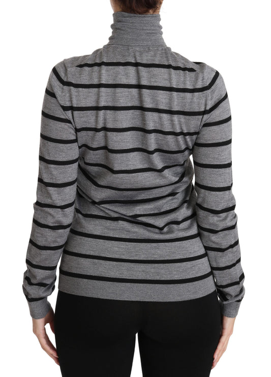 Grauer Rollkragenpullover aus Kaschmir-Seide