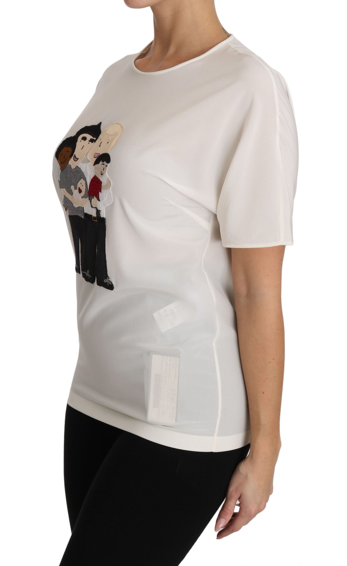 Weißes Seidenstretch-T-Shirt #dgfamily