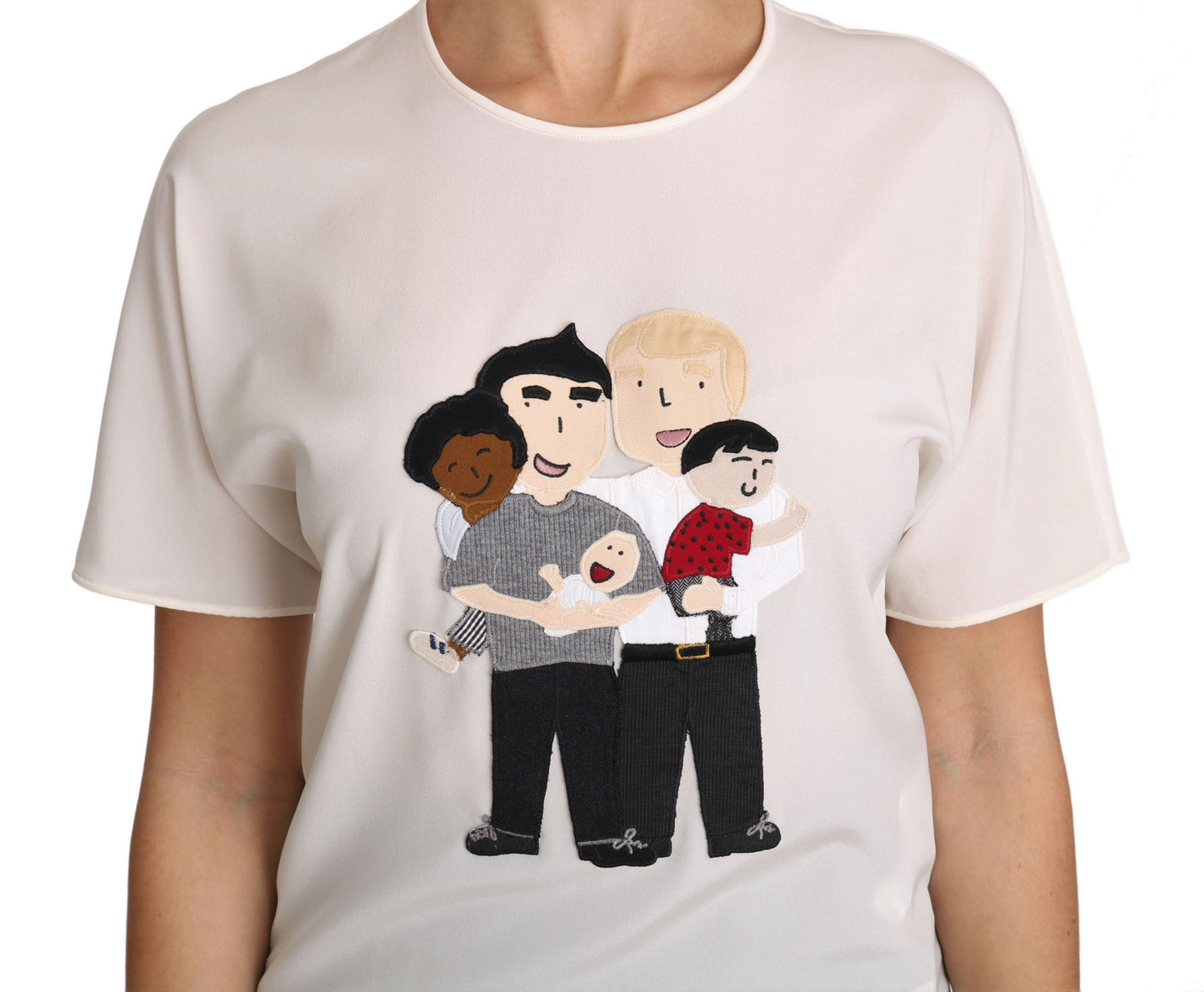 Weißes Seidenstretch-T-Shirt #dgfamily