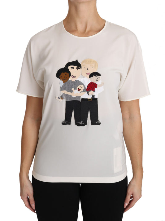 Weißes Seidenstretch-T-Shirt #dgfamily