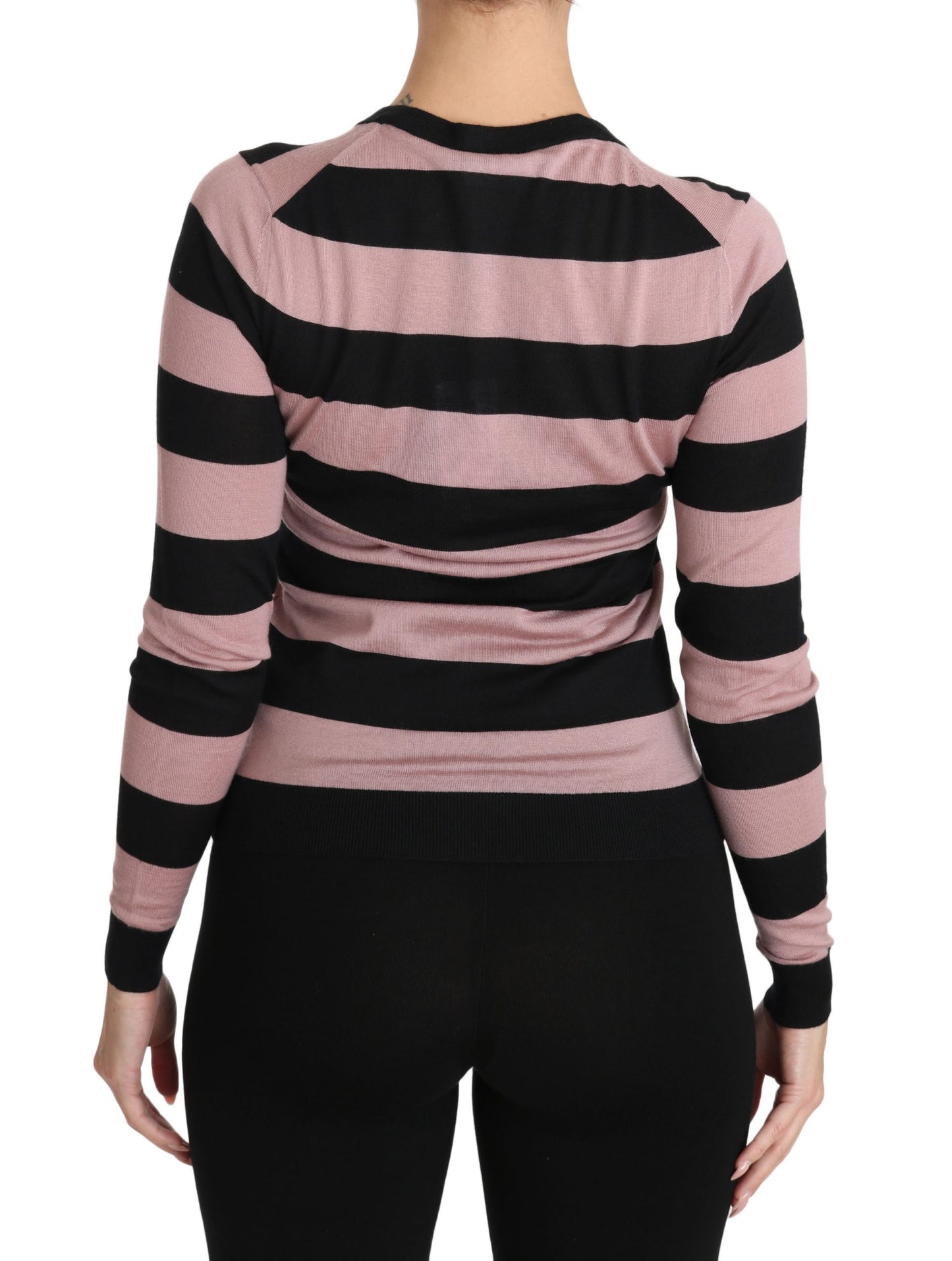Rosafarbener Cardigan aus Kaschmir mit Blumenmuster