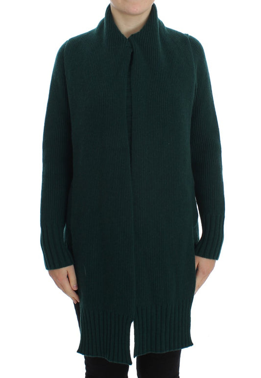 Grüner gestrickter Kaschmir-Cardigan