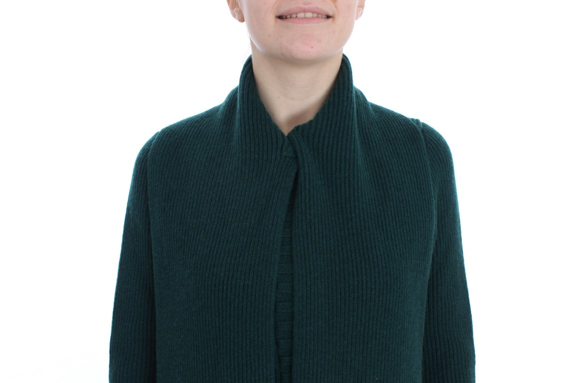 Grüner gestrickter Kaschmir-Cardigan