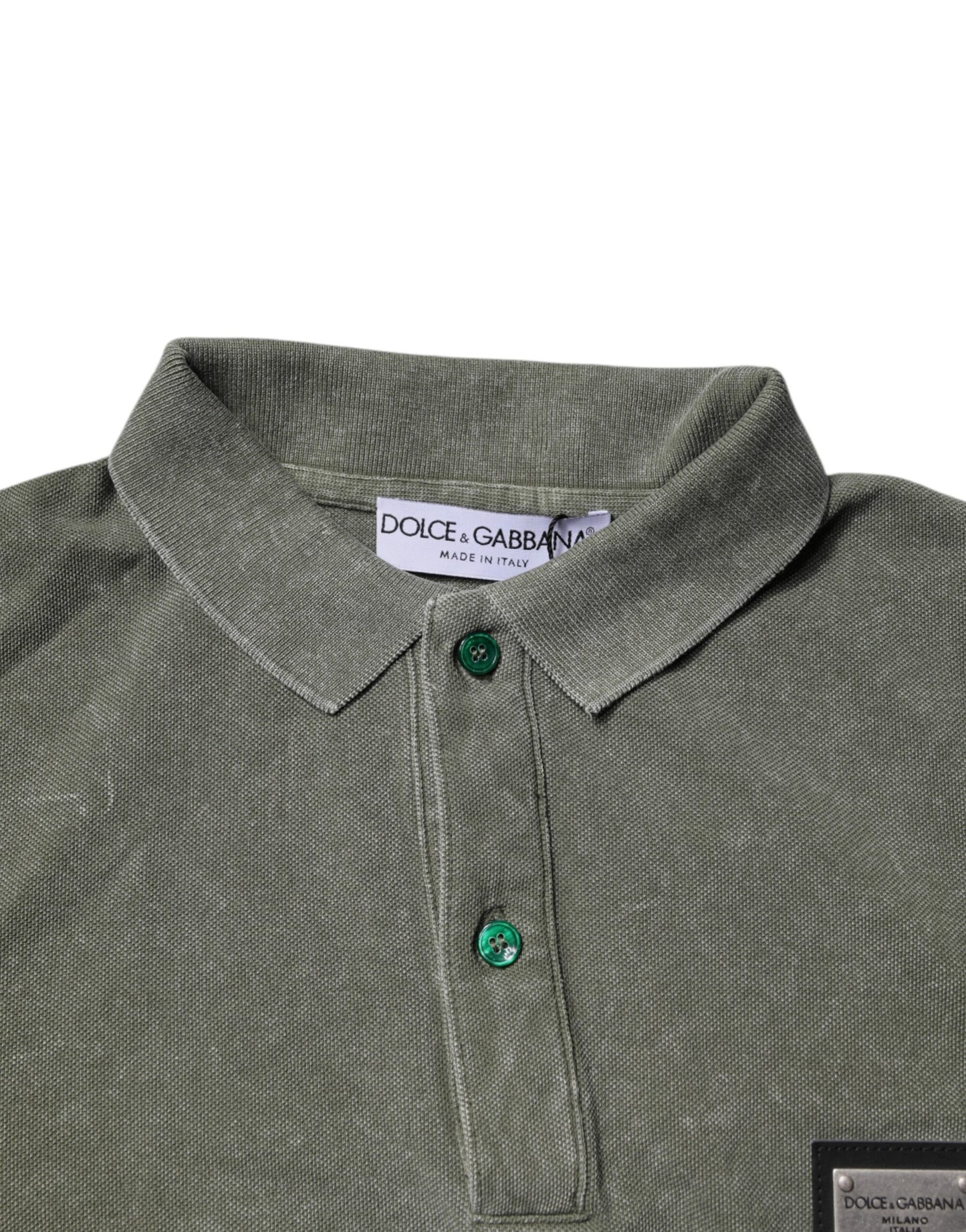 Poloshirt aus Baumwolle mit Logo-Schild in Armeegrün