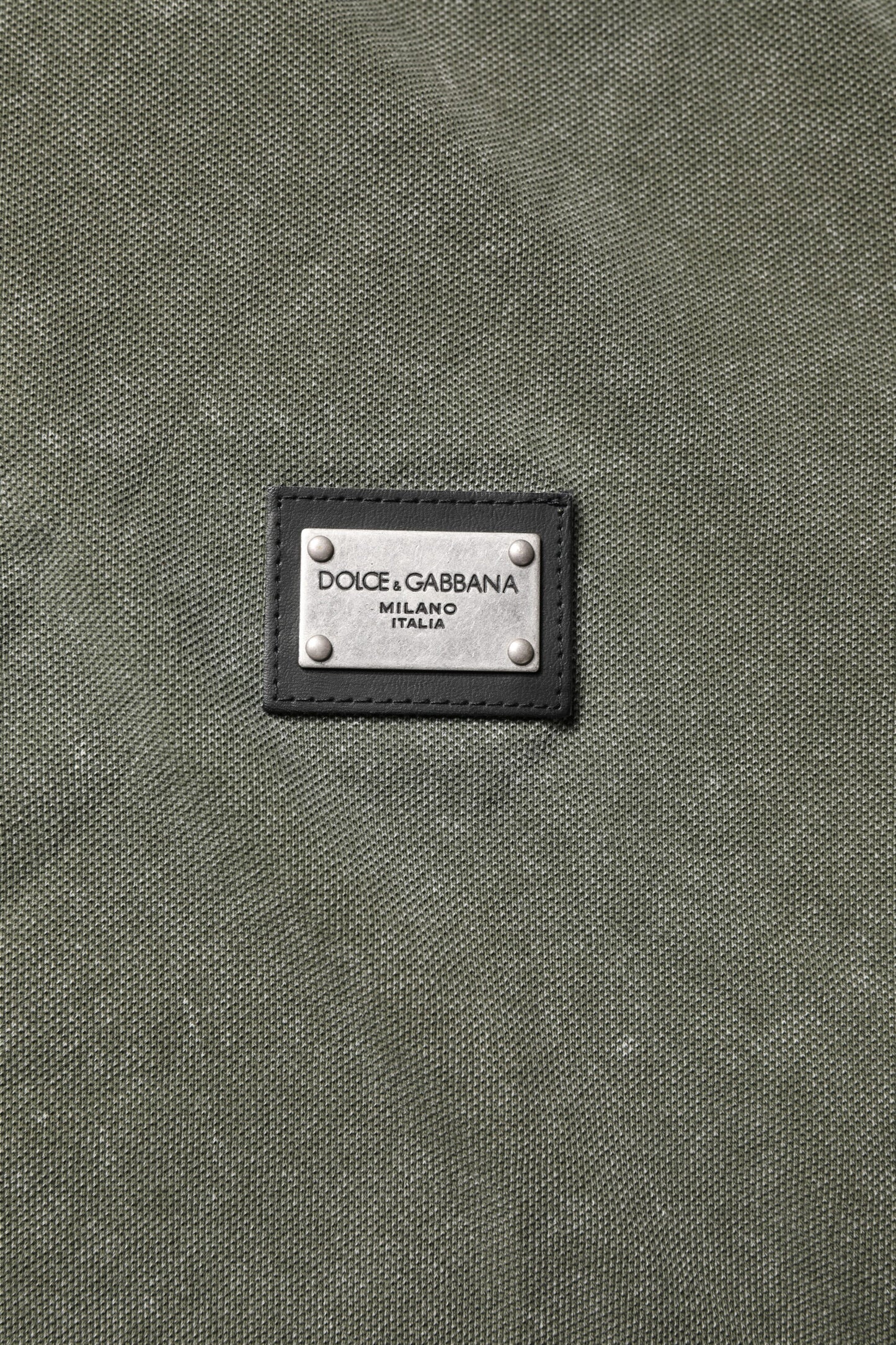 Poloshirt aus Baumwolle mit Logo-Schild in Armeegrün