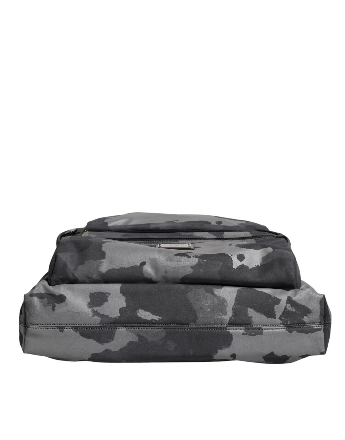 Graue Tragetasche aus Baumwolle mit mehreren Fächern im Camouflage-Muster