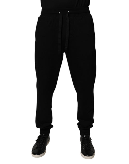 Schwarze Jogginghose aus Baumwolle mit mittlerer Taille