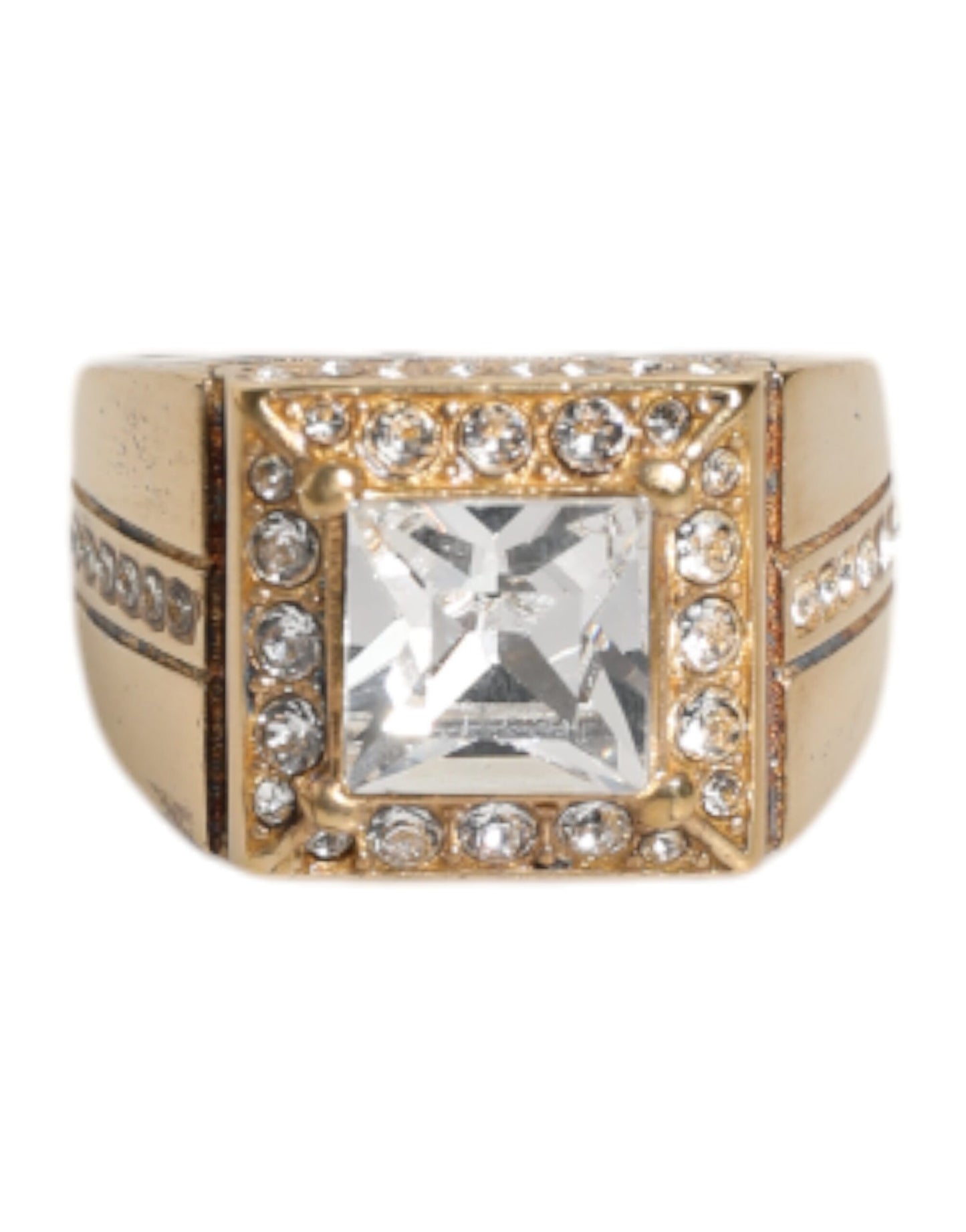 Goldfarbener Ring aus Sterlingsilber 925 mit Kristallen