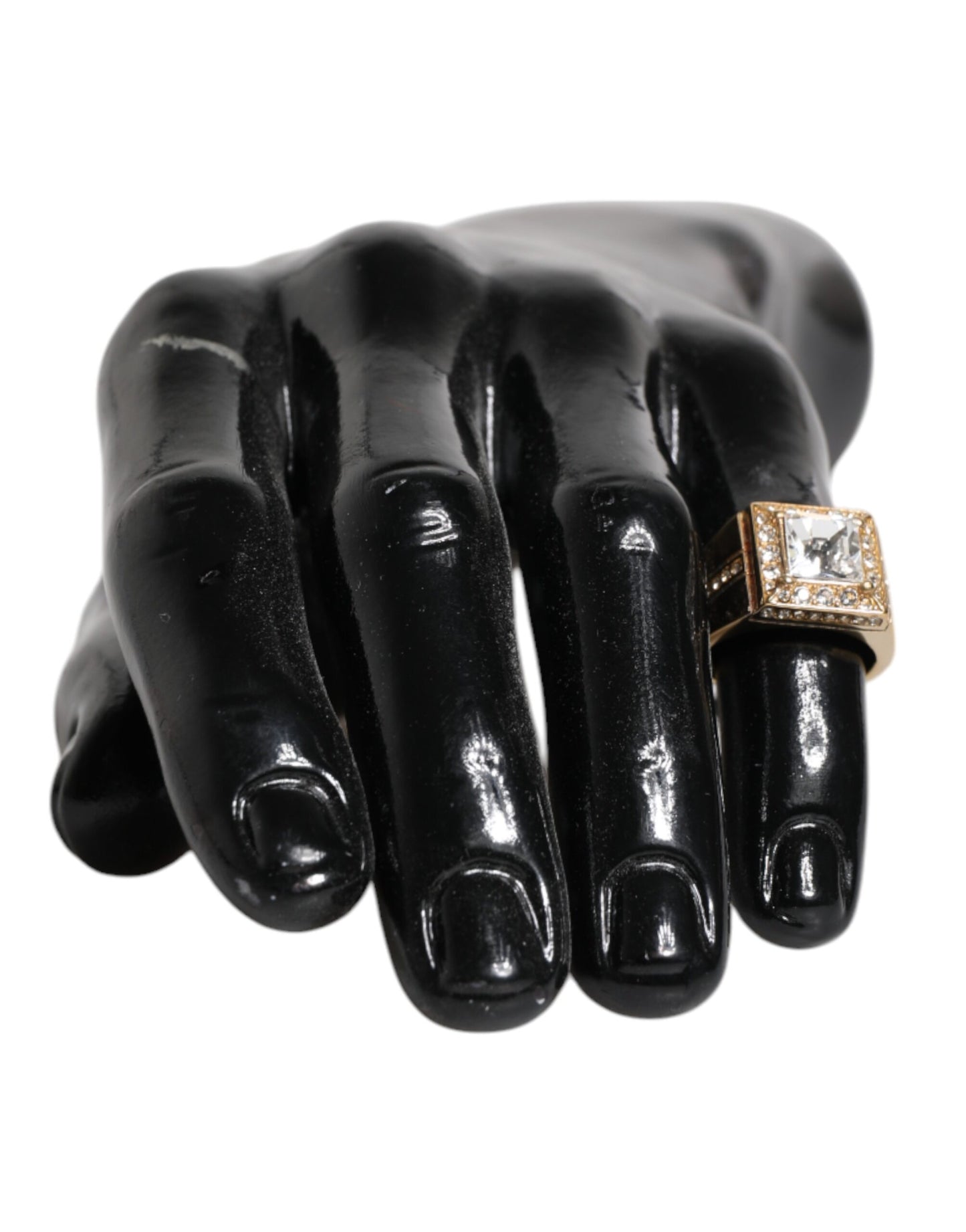 Goldfarbener Ring aus Sterlingsilber 925 mit Kristallen