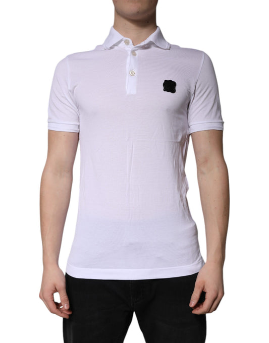 Weißes Poloshirt aus Baumwolle mit Logokragen