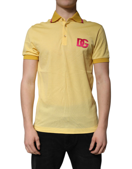 Gelbes Poloshirt aus Baumwolle mit Logokragen