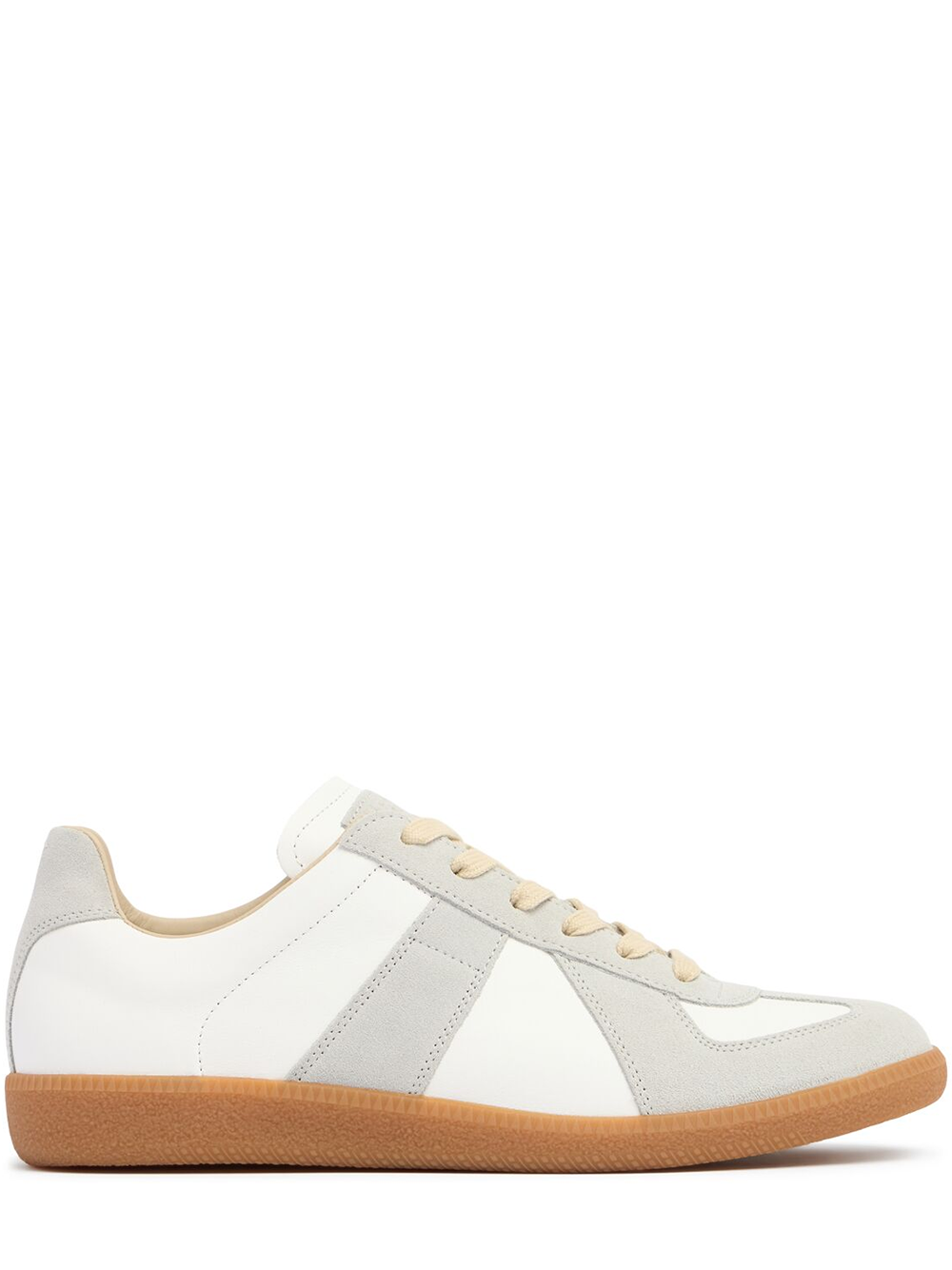 Niedrige Sneakers aus Leder und Wildleder