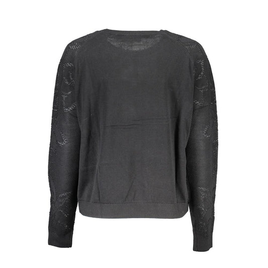 Schwarzer Baumwollpullover