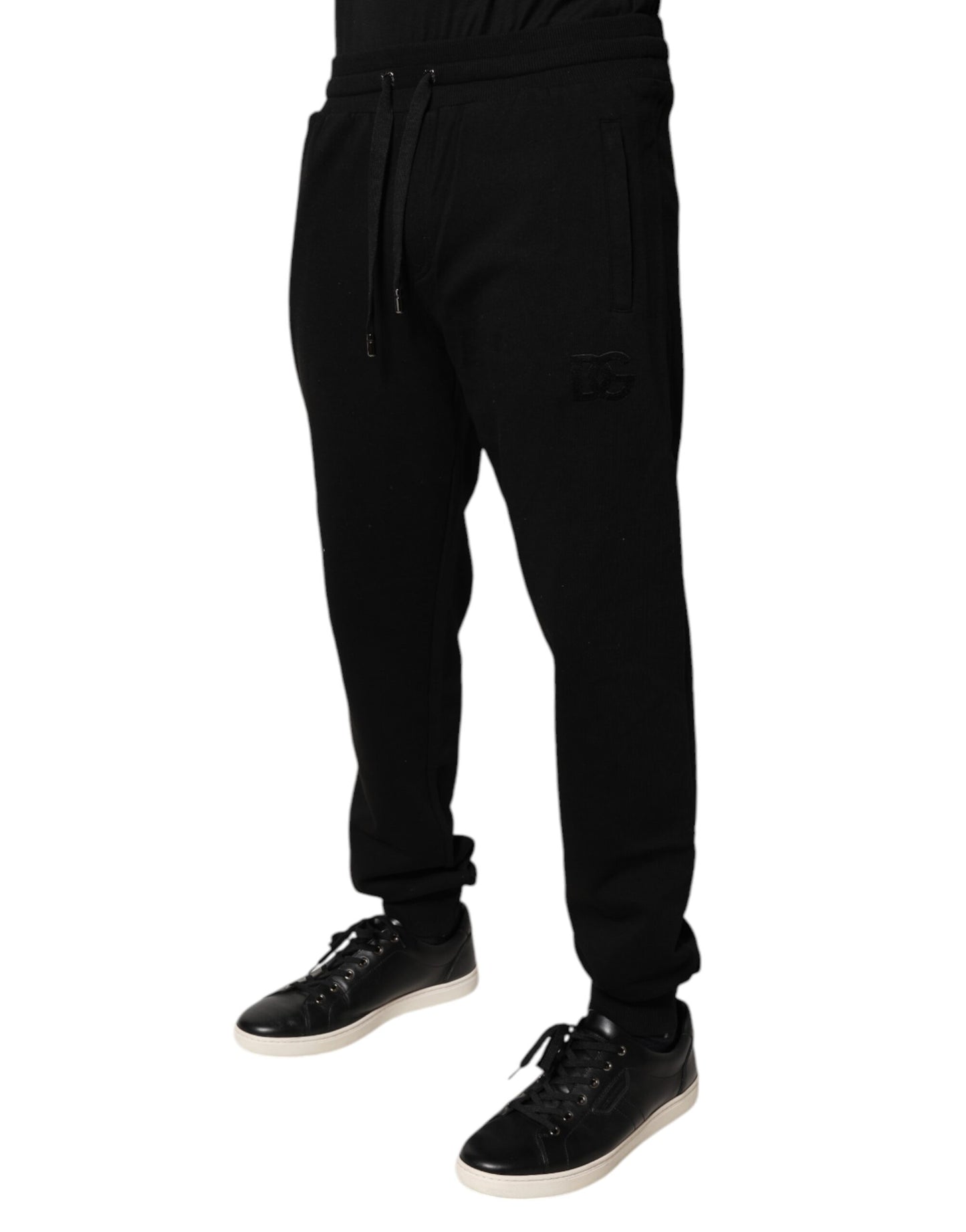 Schwarze Jogginghose aus Baumwolle mit mittlerer Taille