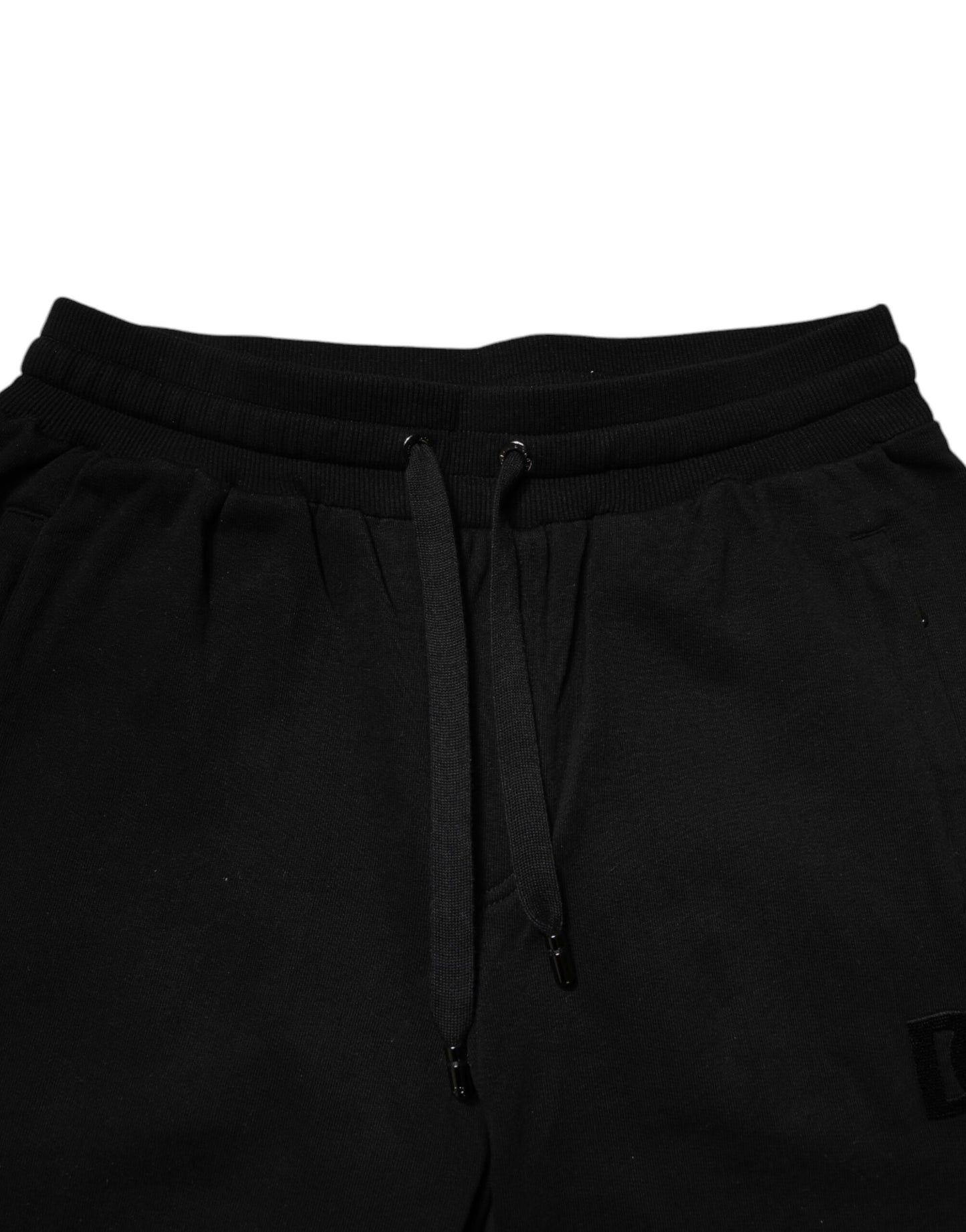 Schwarze Jogginghose aus Baumwolle mit mittlerer Taille