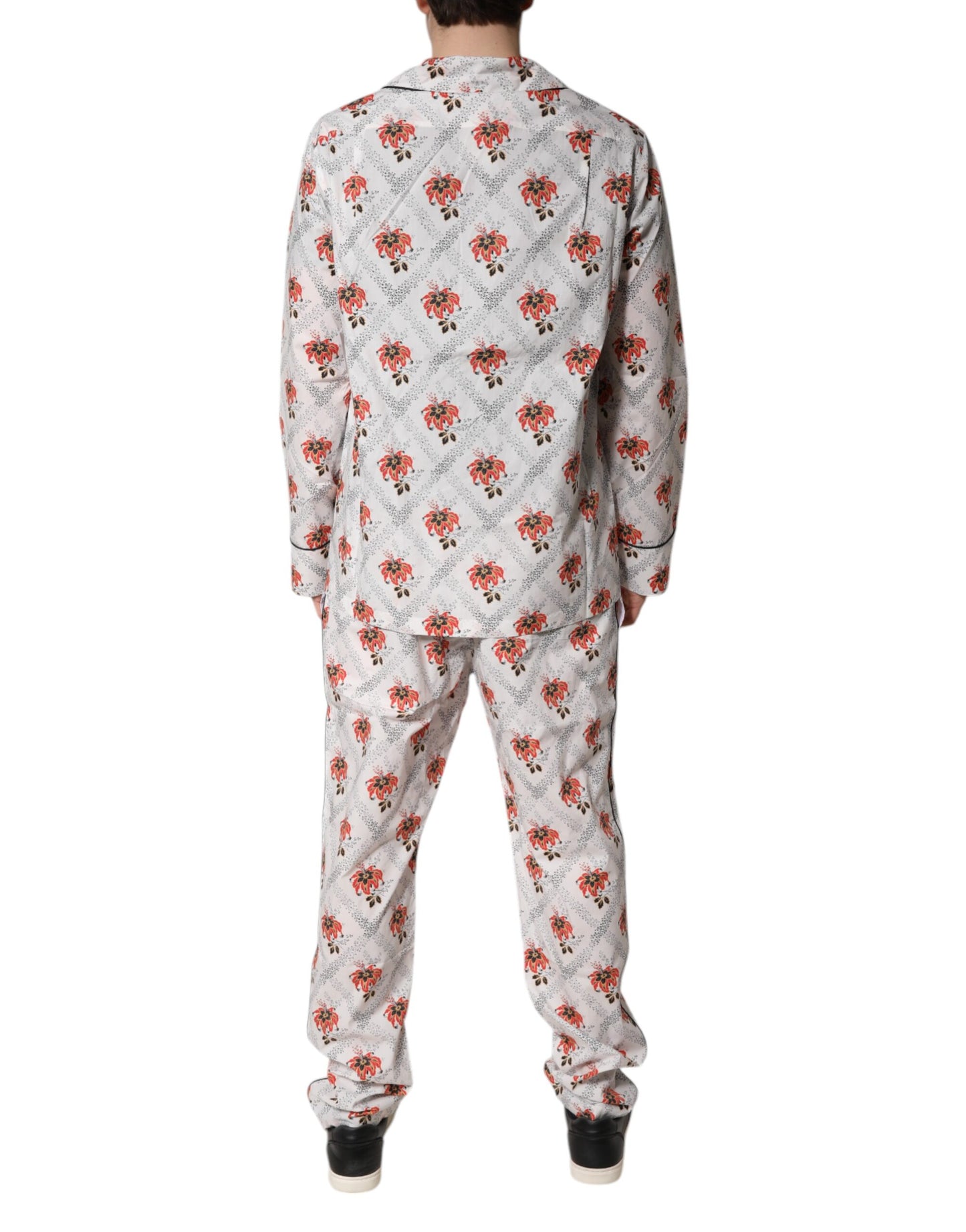 Mehrfarbiges Pyjama-Set aus Baumwolle mit Blumendruck, Nachtwäsche