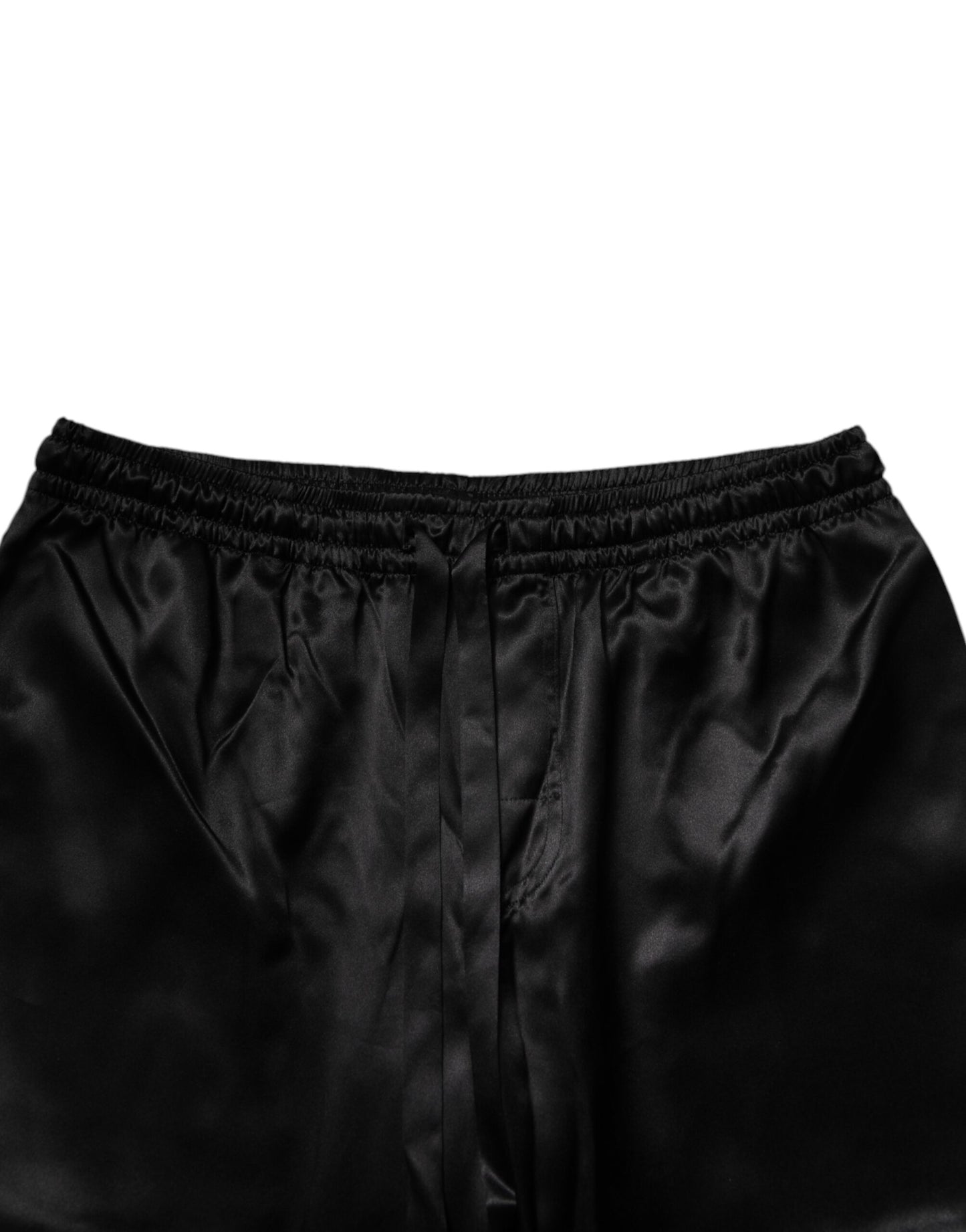 Schwarzes Seidenhemd- und Hosen-Pyjama-Set, Nachtwäsche