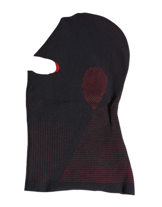 Schwarze, gestrickte Skimaske aus Baumwolle mit Sturmhaube