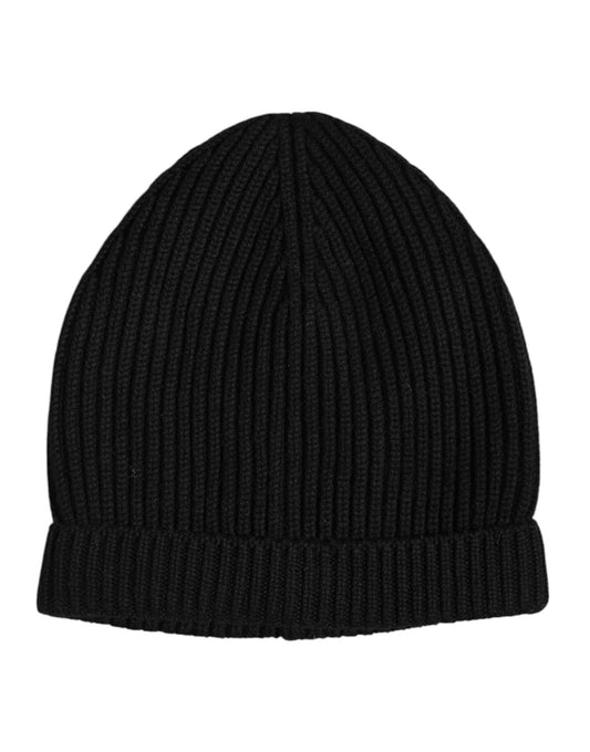 Schwarze Kaschmir-Strickmütze für den Winter