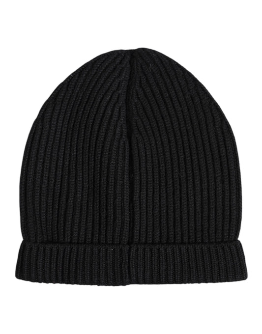 Schwarze Kaschmir-Strickmütze für den Winter