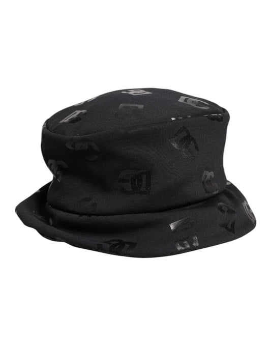 Schwarzer Fischerhut aus Polyester-Jacquard mit DG-Monogramm