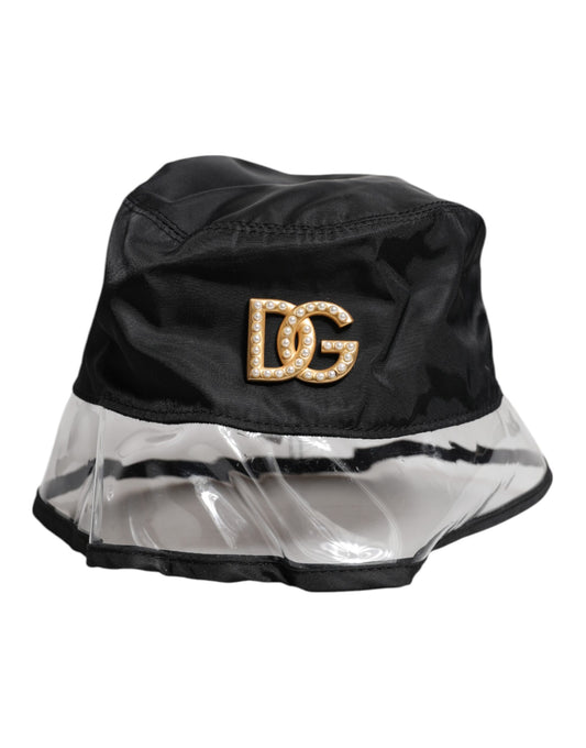 Schwarzer Fischerhut aus Nylon und PVC mit DG-Logo