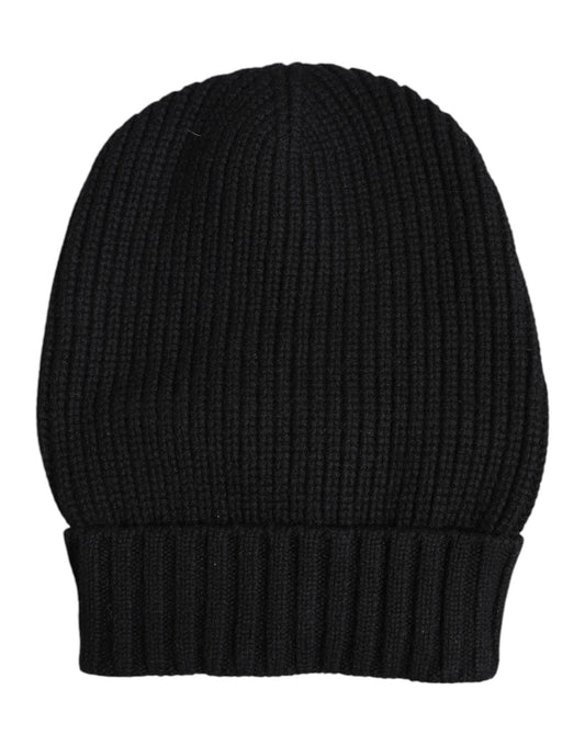 Schwarze Kaschmir-Strickmütze für den Winter
