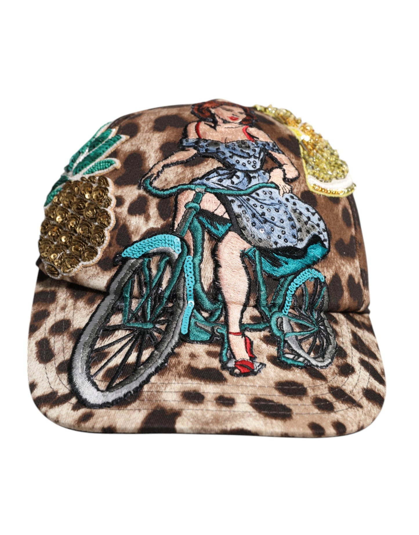 Braune Sicily-Baseballkappe mit Leoparden-Pailletten