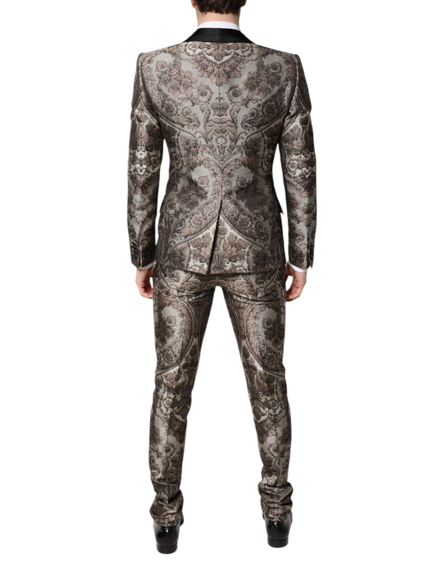 Mehrfarbiger, einreihiger 3-teiliger Jacquard-Anzug