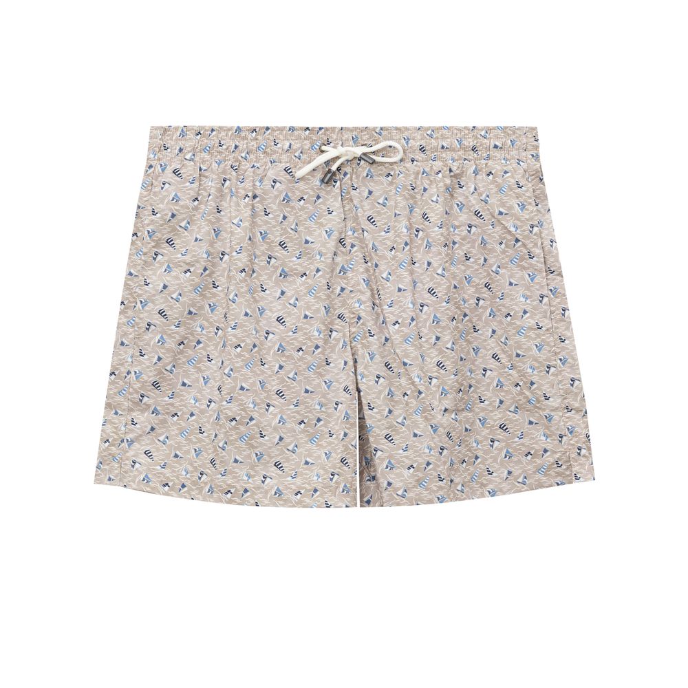 Beige Polyester-Badeshorts