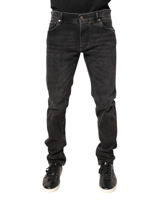 Graue Skinny-Jeans aus verwaschener Baumwolle