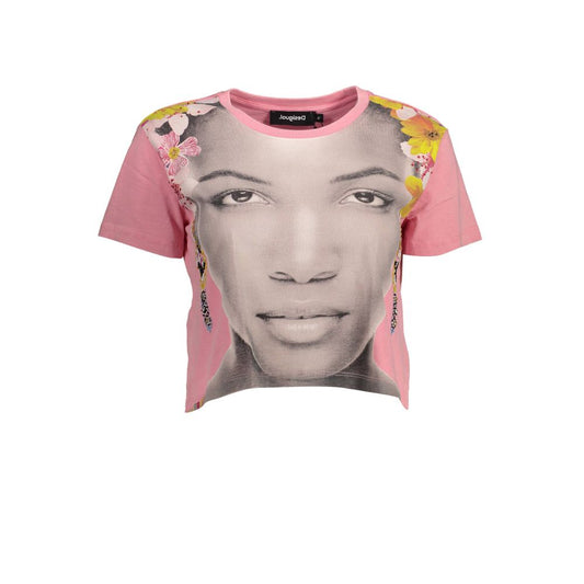 Rosa Baumwoll-T-Shirt für Damen
